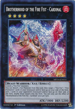 Brotherhood of the Fire Fist - Cardinal [MP14-EN031] Secret Rare | Card Merchant Takapuna