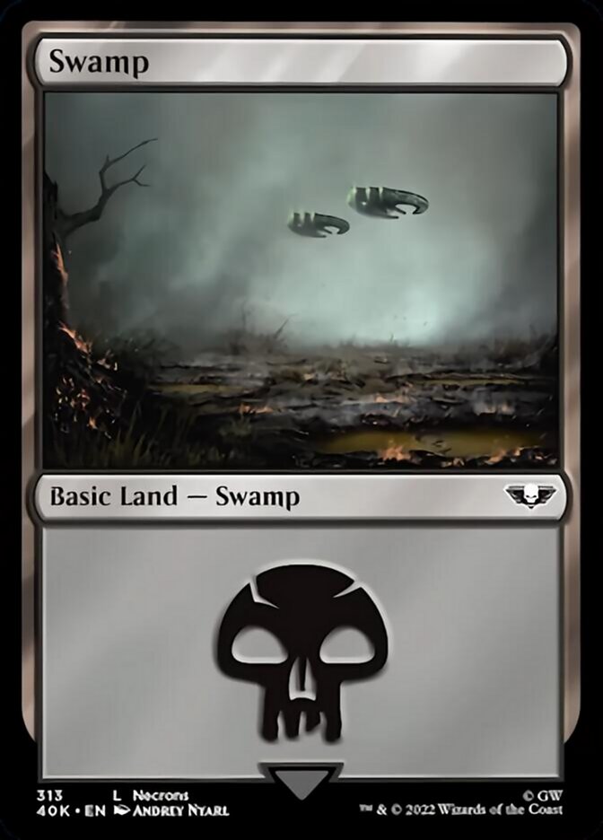 Swamp (313) (Surge Foil) [Warhammer 40,000] | Card Merchant Takapuna