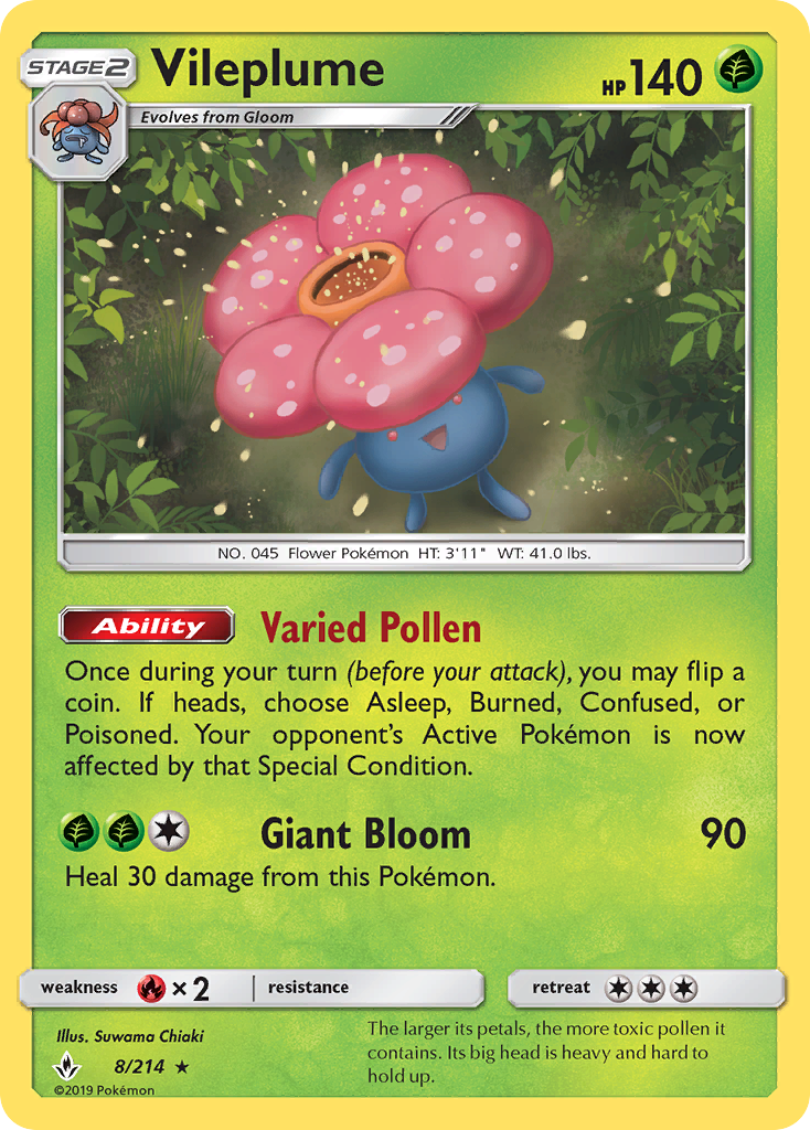 Vileplume (8/214) [Sun & Moon: Unbroken Bonds] | Card Merchant Takapuna