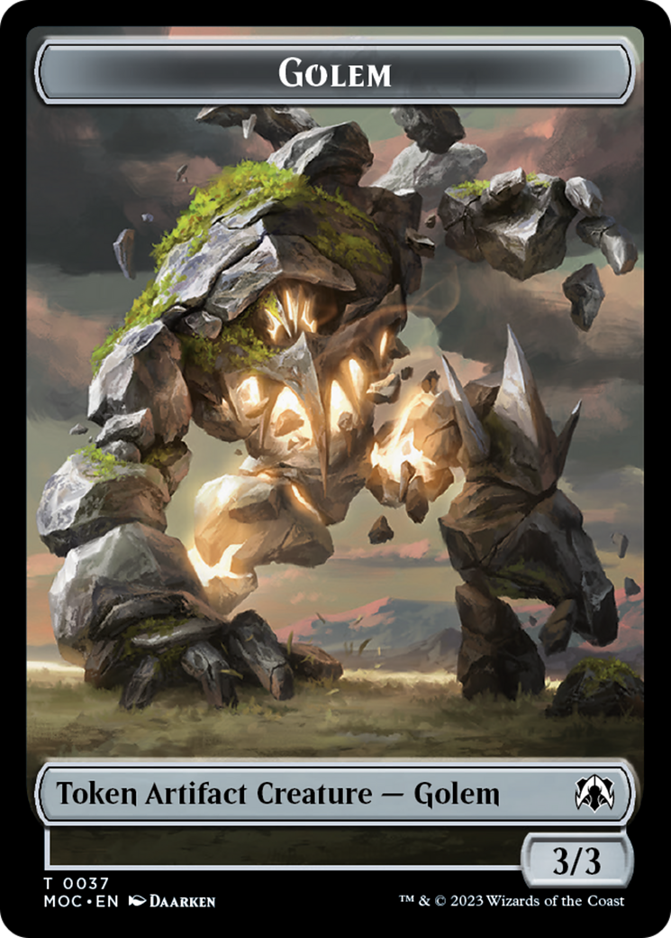 Golem // Clue Double-Sided Token [March of the Machine Commander Tokens] | Card Merchant Takapuna