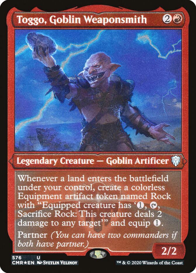 Toggo, Goblin Weaponsmith (Etched) [Commander Legends] | Card Merchant Takapuna