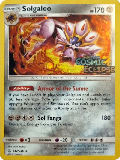 Solgaleo (142/236) (Cosmos Holo) [Sun & Moon: Cosmic Eclipse] | Card Merchant Takapuna