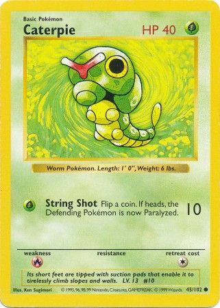 Caterpie (45/102) [Base Set Shadowless Unlimited] | Card Merchant Takapuna