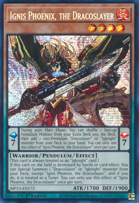 Ignis Phoenix, the Dracoslayer [MP23-EN172] Prismatic Secret Rare | Card Merchant Takapuna