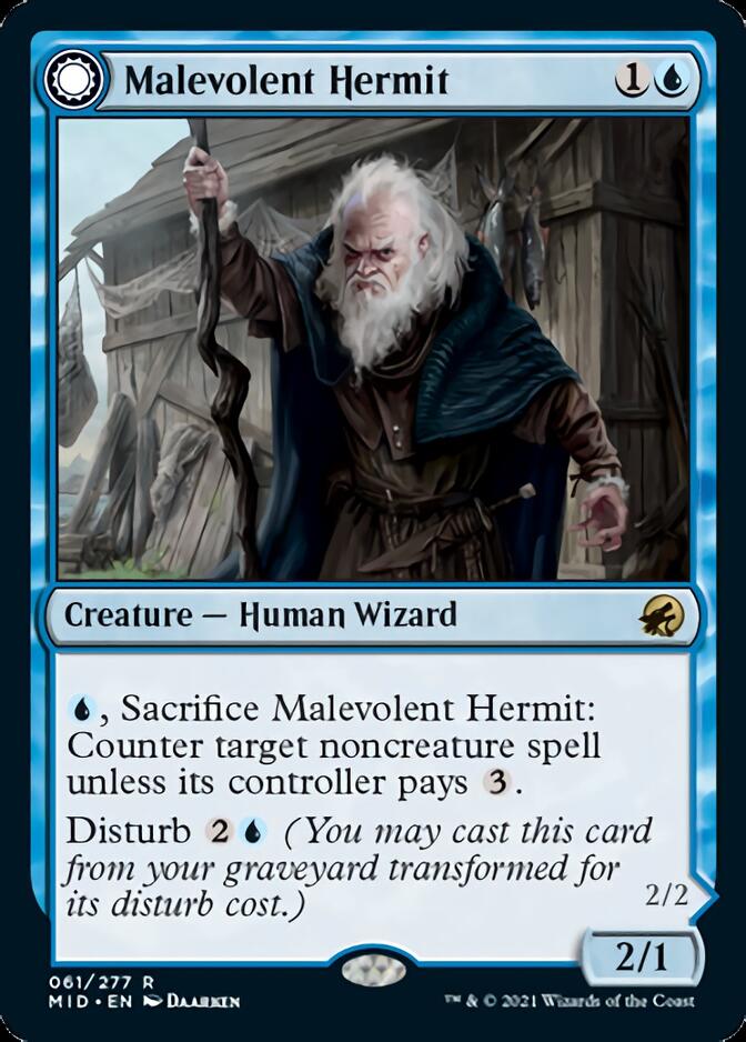 Malevolent Hermit // Benevolent Geist [Innistrad: Midnight Hunt] | Card Merchant Takapuna