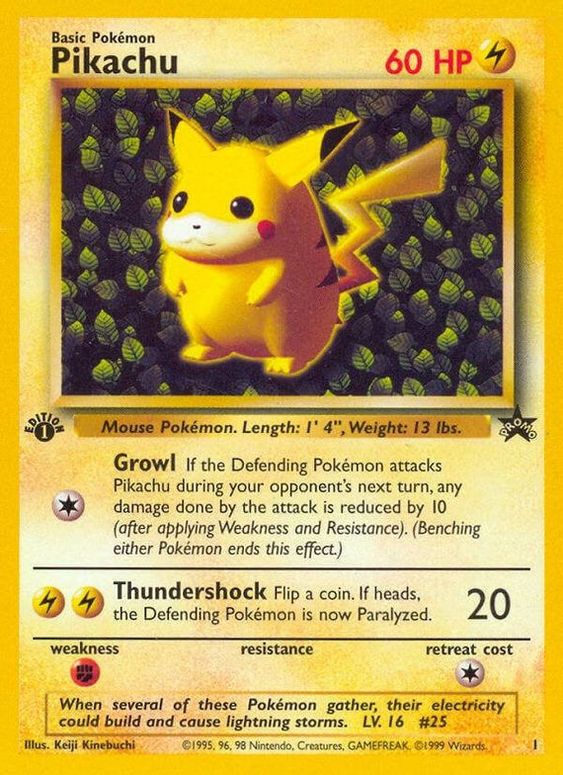 Pikachu (1) (1st Edition Misprint Promo) [Wizards of the Coast: Black Star Promos] | Card Merchant Takapuna