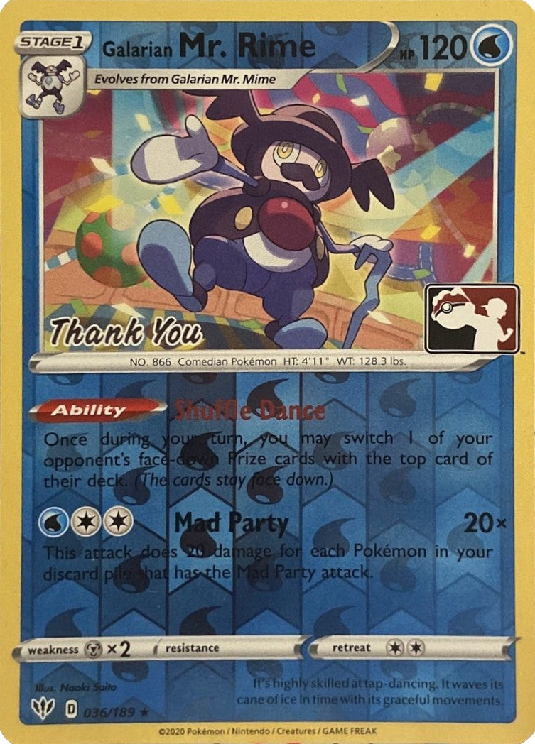 Galarian Mr. Rime (036/189) (Thank You Promo) [Sword & Shield: Darkness Ablaze] | Card Merchant Takapuna