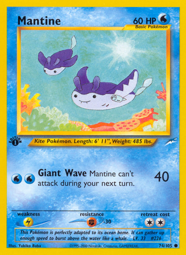 Mantine (74/105) [Neo Destiny 1st Edition] | Card Merchant Takapuna