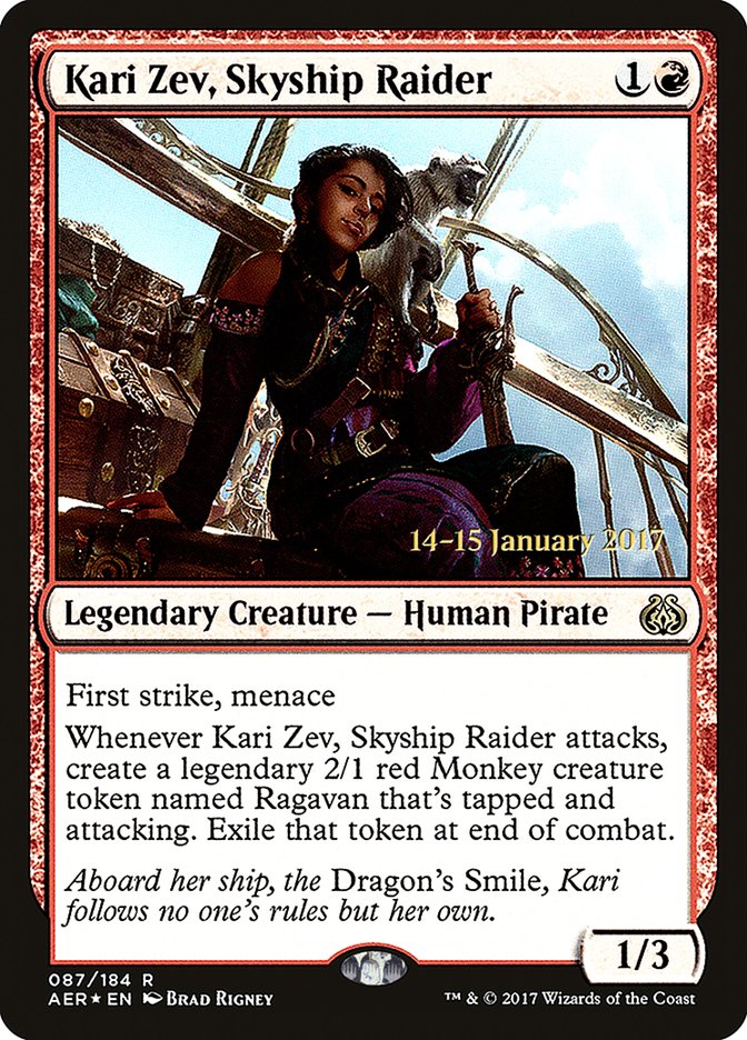 Kari Zev, Skyship Raider [Aether Revolt Prerelease Promos] | Card Merchant Takapuna