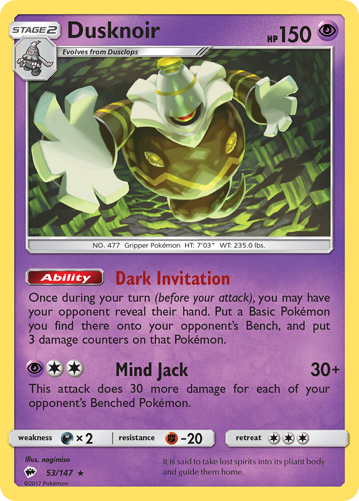 Dusknoir (53/147) [Sun & Moon: Burning Shadows] | Card Merchant Takapuna