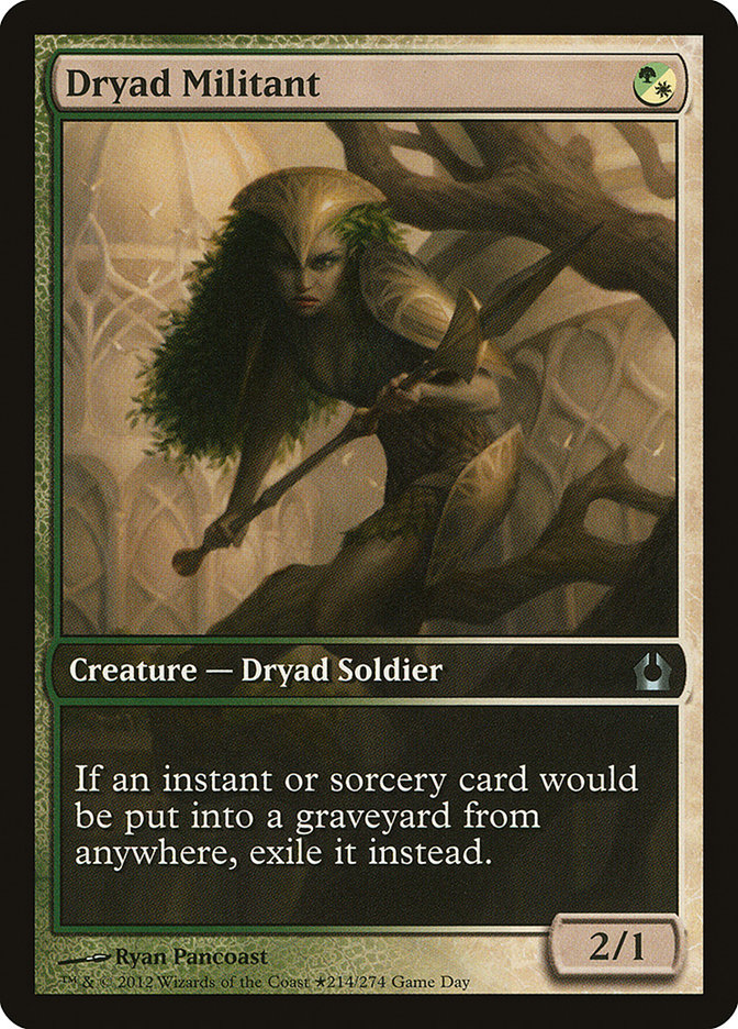 Dryad Militant (Game Day) (Extended Art) [Return to Ravnica Promos] | Card Merchant Takapuna