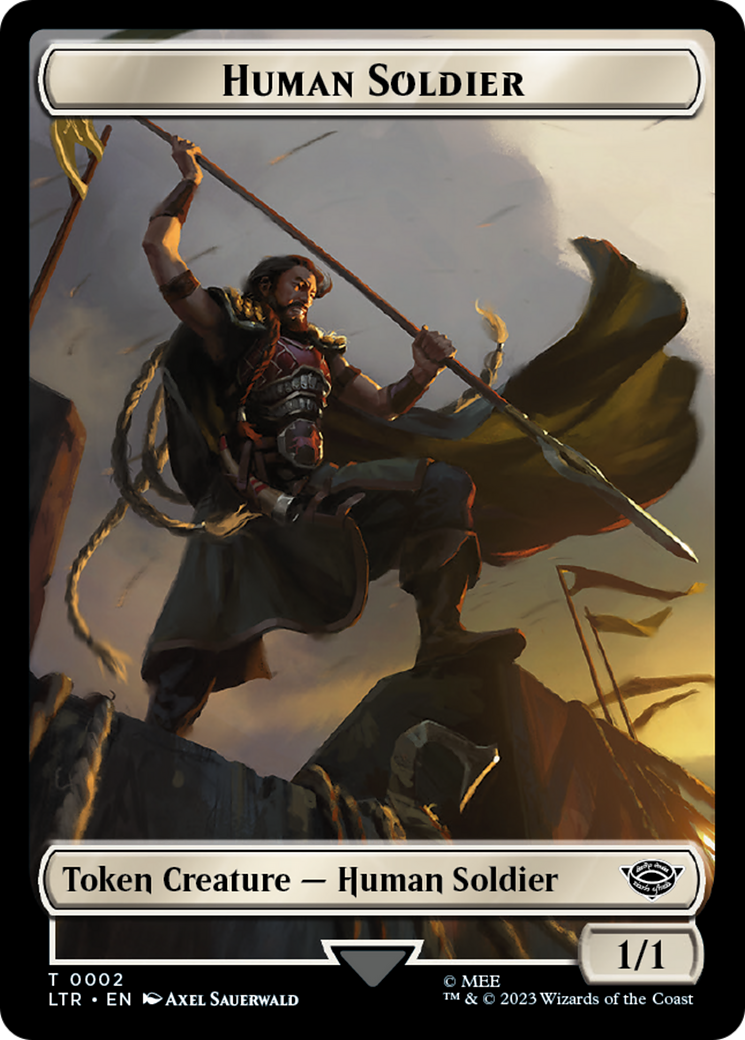 Human (04) // Human Soldier (02) Double-Sided Token [The Lord of the Rings: Tales of Middle-Earth Commander Tokens] | Card Merchant Takapuna