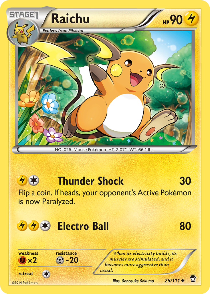 Raichu (28/111) [XY: Furious Fists] | Card Merchant Takapuna