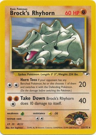 Brock's Rhyhorn (22/132) [Gym Heroes Unlimited] | Card Merchant Takapuna