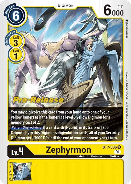 Zephyrmon [BT7-036] [Next Adventure Pre-Release Cards] | Card Merchant Takapuna