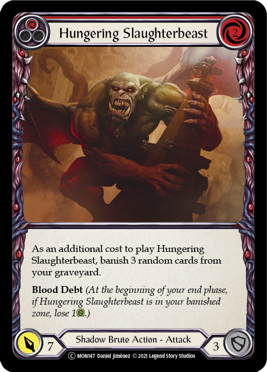 Hungering Slaughterbeast (Red) [U-MON147-RF] (Monarch Unlimited)  Unlimited Rainbow Foil | Card Merchant Takapuna