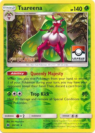 Tsareena (20/149) (League 4th Place) [Sun & Moon: Base Set] | Card Merchant Takapuna