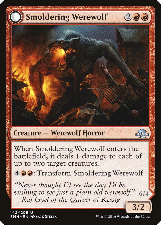 Smoldering Werewolf // Erupting Dreadwolf [Eldritch Moon] | Card Merchant Takapuna