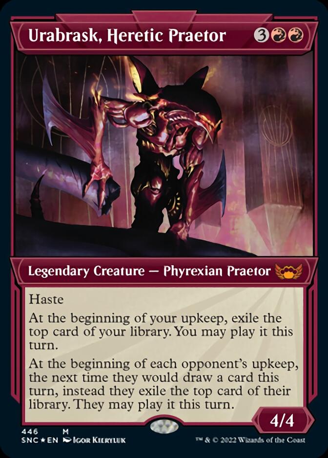 Urabrask, Heretic Praetor (Showcase Art Deco Foil Etched) [Streets of New Capenna] | Card Merchant Takapuna