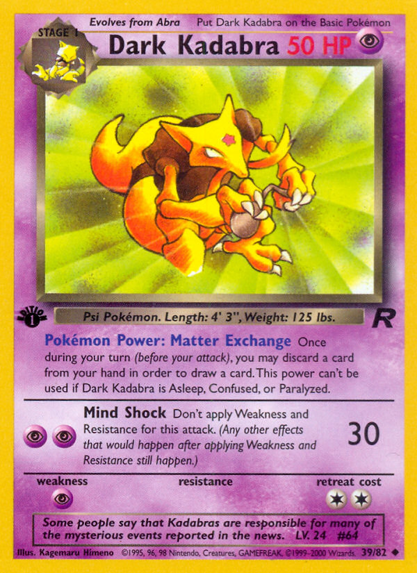 Dark Kadabra (39/82) [Team Rocket 1st Edition] | Card Merchant Takapuna