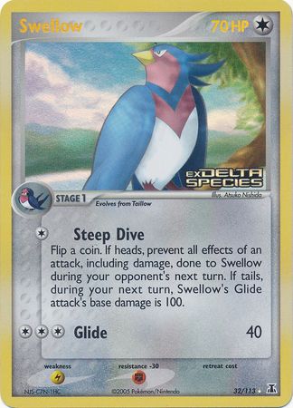 Swellow (32/113) (Stamped) [EX: Delta Species] | Card Merchant Takapuna