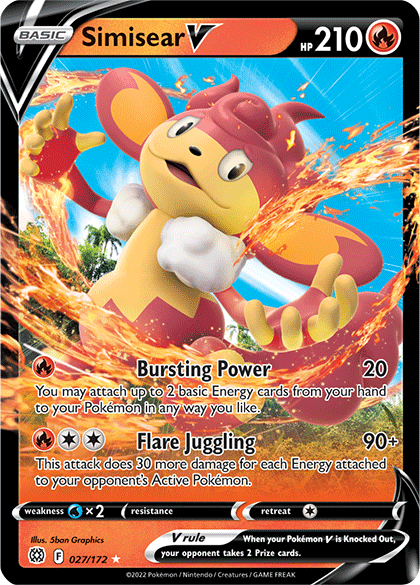 Simisear V (027/172) [Sword & Shield: Brilliant Stars] | Card Merchant Takapuna