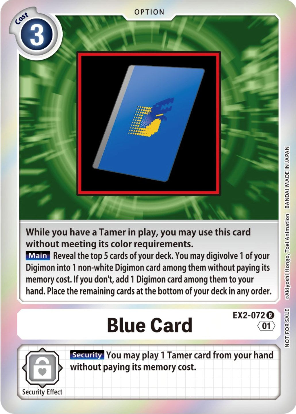 Blue Card [EX2-072] (Event Pack 4) [Digital Hazard Promos] | Card Merchant Takapuna