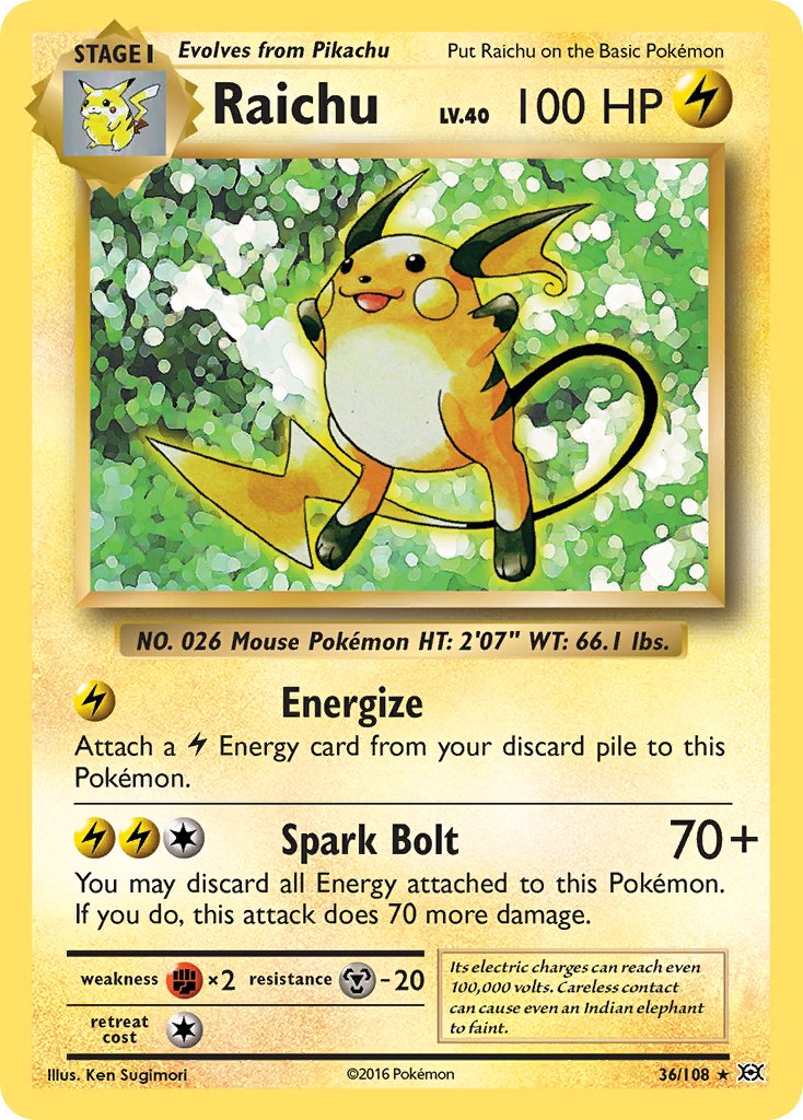 Raichu (36/108) (Theme Deck Exclusive) [XY: Evolutions] | Card Merchant Takapuna