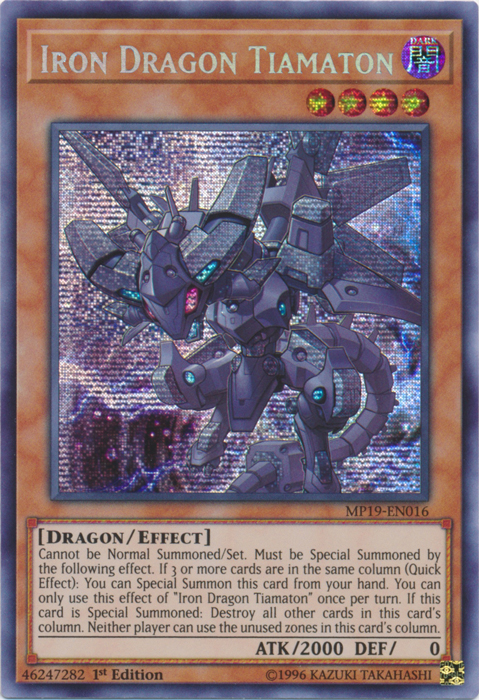 Iron Dragon Tiamaton [MP19-EN016] Prismatic Secret Rare | Card Merchant Takapuna