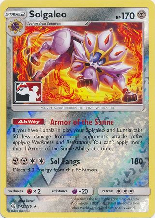 Solgaleo (142/236) (Pokemon Club Special Print) [Sun & Moon: Cosmic Eclipse] | Card Merchant Takapuna