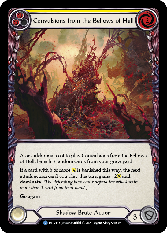 Convulsions from the Bellows of Hell (Yellow) [MON133-RF] (Monarch)  1st Edition Rainbow Foil | Card Merchant Takapuna