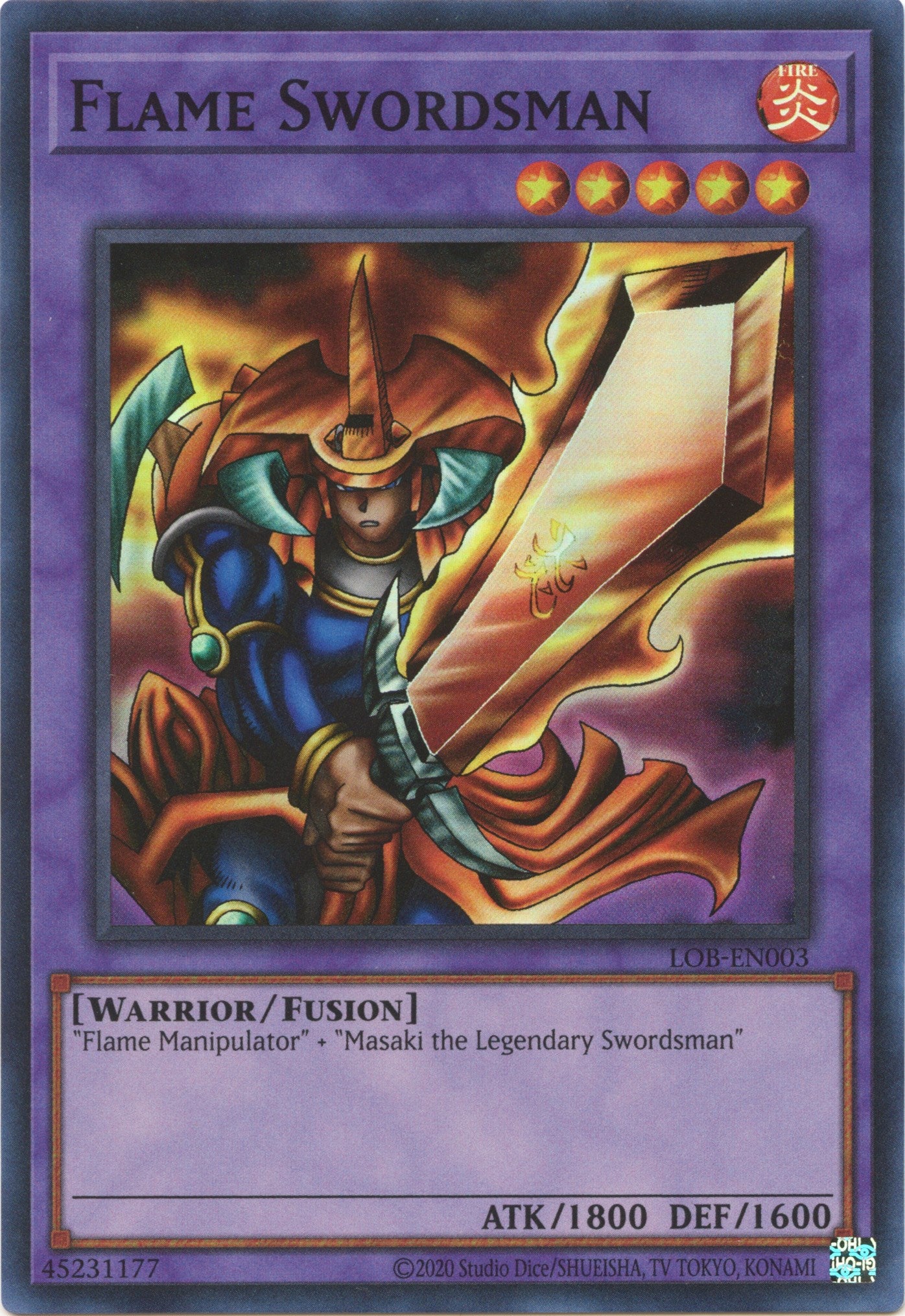 Flame Swordsman (25th Anniversary) [LOB-EN003] Super Rare | Card Merchant Takapuna