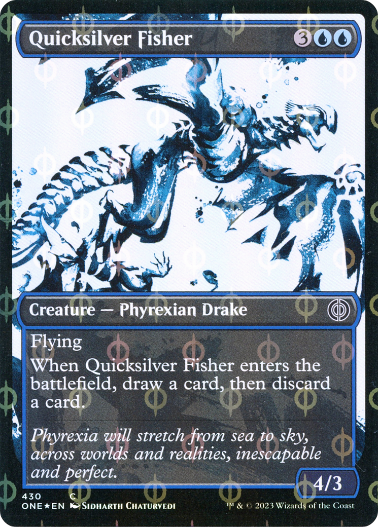 Quicksilver Fisher (Showcase Ichor Step-and-Compleat Foil) [Phyrexia: All Will Be One] | Card Merchant Takapuna