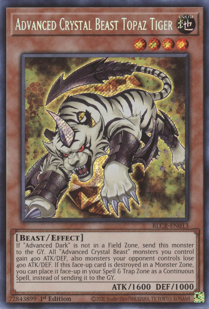 Advanced Crystal Beast Topaz Tiger [BLCR-EN013] Secret Rare | Card Merchant Takapuna