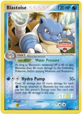 Blastoise (14/100) (National Championship Promo Staff) [EX: Crystal Guardians] | Card Merchant Takapuna