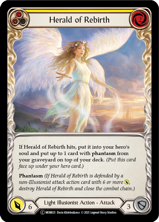 Herald of Rebirth (Yellow) [U-MON021-RF] (Monarch Unlimited)  Unlimited Rainbow Foil | Card Merchant Takapuna