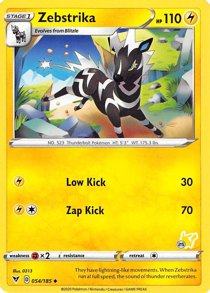 Zebstrika (054/185) (Pikachu Stamp #25) [Battle Academy 2022] | Card Merchant Takapuna