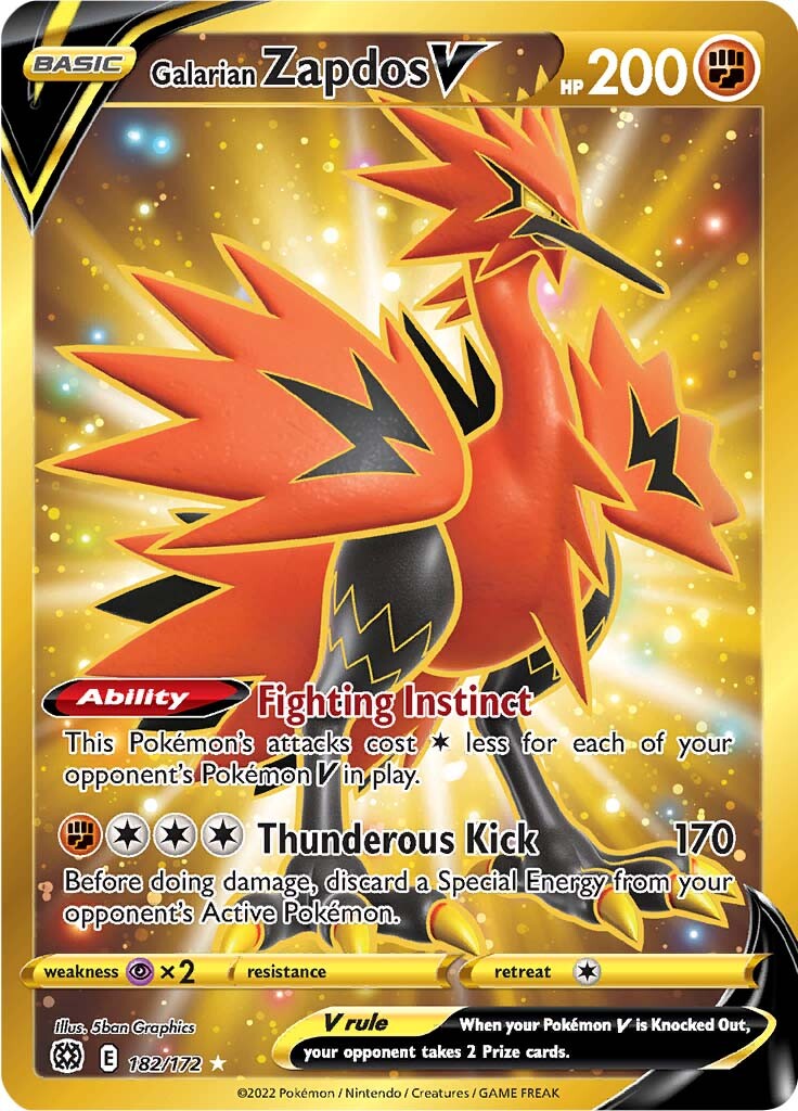 Galarian Zapdos V (182/172) [Sword & Shield: Brilliant Stars] | Card Merchant Takapuna