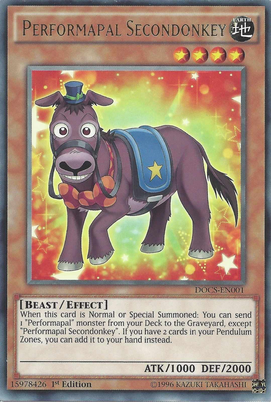 Performapal Secondonkey [DOCS-EN001] Rare | Card Merchant Takapuna