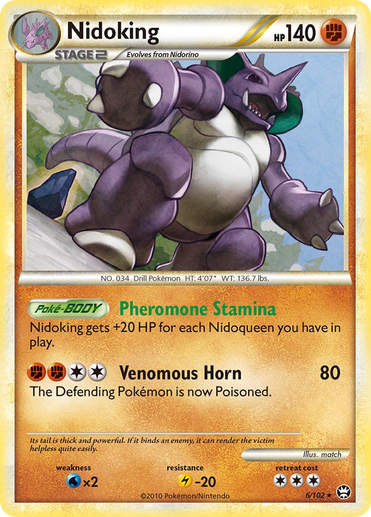 Nidoking (6/102) (Cracked Ice Holo) (Theme Deck Exclusive) [HeartGold & SoulSilver: Triumphant] | Card Merchant Takapuna