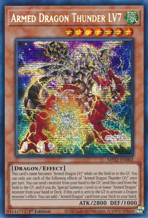 Armed Dragon Thunder LV7 [MP22-EN002] Prismatic Secret Rare | Card Merchant Takapuna