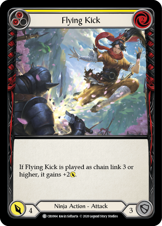 Flying Kick (Yellow) [CRU064] (Crucible of War)  1st Edition Rainbow Foil | Card Merchant Takapuna