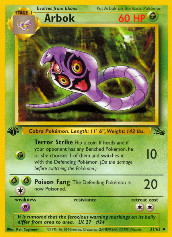 Arbok (31/62) [Fossil 1st Edition] | Card Merchant Takapuna