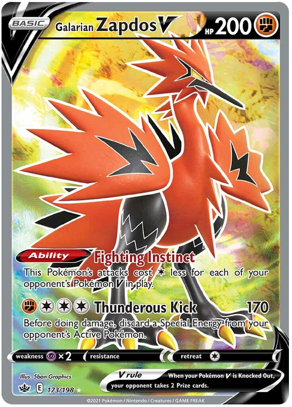 Galarian Zapdos V (173/198) [Sword & Shield: Chilling Reign] | Card Merchant Takapuna