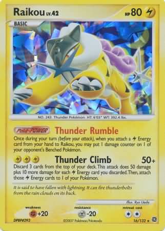 Raikou (16/132) (Cracked Ice Holo) [Diamond & Pearl: Secret Wonders] | Card Merchant Takapuna