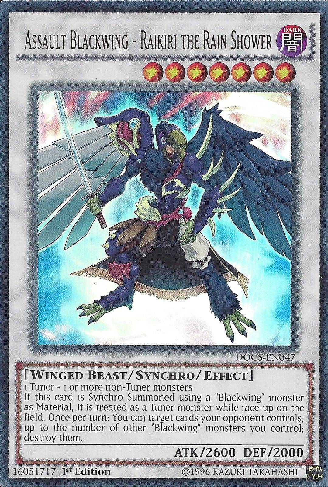 Assault Blackwing - Raikiri the Rain Shower [DOCS-EN047] Ultra Rare | Card Merchant Takapuna