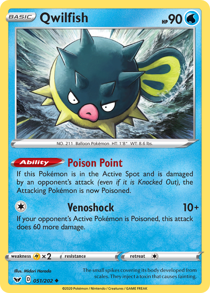 Qwilfish (051/202) [Sword & Shield: Base Set] | Card Merchant Takapuna