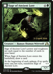 Sage of Ancient Lore // Werewolf of Ancient Hunger [Shadows over Innistrad Prerelease Promos] | Card Merchant Takapuna