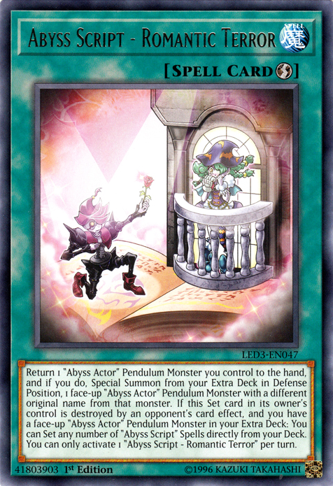 Abyss Script - Romantic Terror [LED3-EN047] Rare | Card Merchant Takapuna