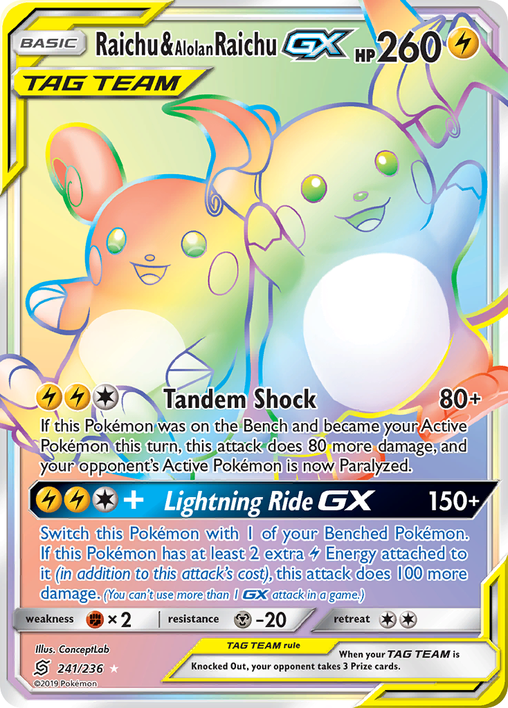 Raichu & Alolan Raichu GX (241/236) [Sun & Moon: Unified Minds] | Card Merchant Takapuna